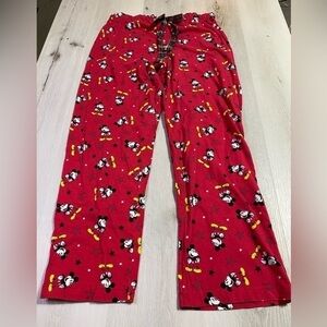 Disney Mickey Mouse Drawstring Pajama Loung Pants, Red With Mickey/Stars, Size M